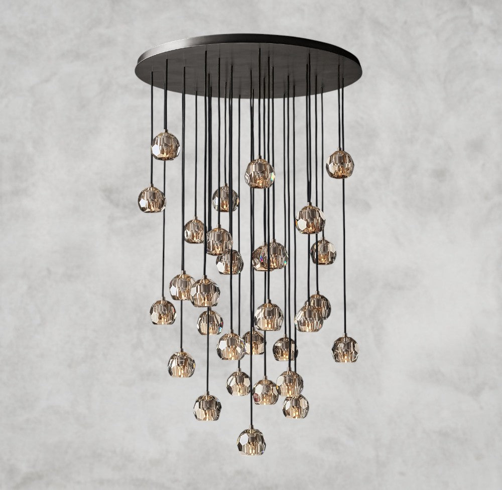Boule De Cristal Clear/ Smoke Glass Round Cluster Chandelier 14", 19", 24", 30", 40"
